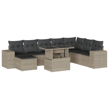 vidaXL 9 részes világosszürke polyrattan kerti ülőgarnitúra párnával (3269362) kerti bútor