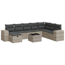 vidaXL 9 részes világosszürke polyrattan kerti ülőgarnitúra párnával (3325748) kerti bútor