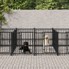 vidaXL acél kültéri kutyakennel 18,77 m² szállítóbox, fekhely kutyáknak