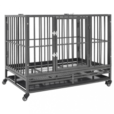 vidaXL acél kutyaszállító ketrec kerekekkel 102 x 72 x 85 cm szállítóbox, fekhely kutyáknak