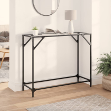 vidaXL acél tálalóasztal átlátszó üveglappal 98 x 35 x 81 cm bútor