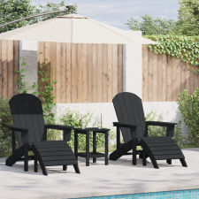 vidaXL Adirondack szék lábtartókkal 2 db Fekete HDPE kerti bútor