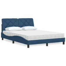 vidaXL ágy matraccal Kék 140x190 cm szövet ágy és ágykellék