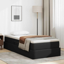 vidaXL Ágy tárolóval és matraccal matracmal Fekete 90 x 200 cm Műbőr ágy és ágykellék