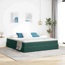 vidaXL Ágy tárolóval és matraccal Sötétzöld 160 x 200 cm Bársony ágy és ágykellék