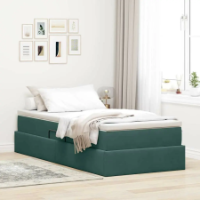 vidaXL Ágy tárolóval és matraccal Sötétzöld 90 x 200 cm Bársony ágy és ágykellék