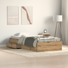 vidaXL Ágykeret Artisan Tölgy 90x200 cm Műanyag Wood ágy és ágykellék