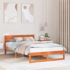 vidaXL Ágykeret Barna Tömör fenyőfa 140 x 190 cm Tartós Ágykeret ágy és ágykellék