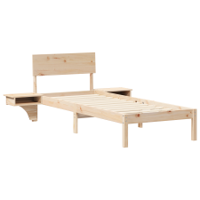 vidaXL Ágykeret éjjeli szekrényekkel Barna 75 x 190 cm Tömör fenyőfa (873472) ágy és ágykellék