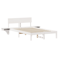 vidaXL Ágykeret éjjeli szekrényekkel Fehér 120 x 190 cm Tömör fenyőfa (873458) ágy és ágykellék