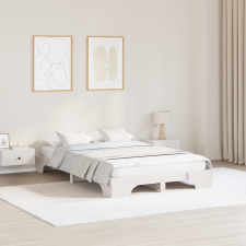 vidaXL Ágykeret Fehér Tömör fa 120 x 200 cm Négyzet alakú ágy és ágykellék