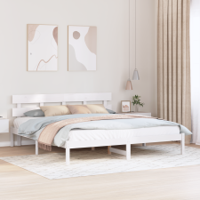 vidaXL Ágykeret Fejléccel Fehér 180x200 cm Tömör Fenyő ágy és ágykellék