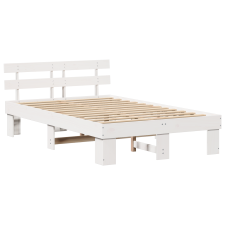 vidaXL Ágykeret fejtámasszal fehér 140x190 cm tömör fenyőfa (872447) ágy és ágykellék