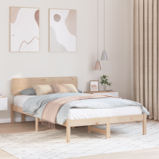 vidaXL Ágykeret fejtámlával 140x190 cm Tömör fenyőfa ágy és ágykellék