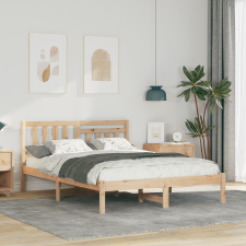 vidaXL Ágykeret fejtámlával Barna 120 x 200 cm Tömör fenyőfa ágy és ágykellék