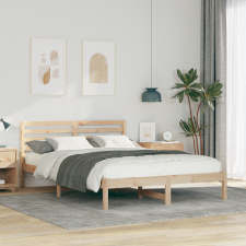 vidaXL Ágykeret fejtámlával Barna 140 x 220 cm Tömör fenyőfa ágy és ágykellék