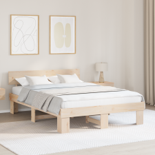 vidaXL Ágykeret fejtámlával Barna 150 x 200 cm Tömör fenyőfa ágy és ágykellék