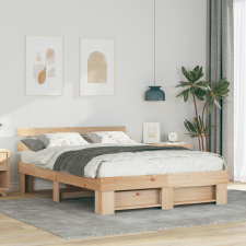 vidaXL Ágykeret fejtámlával Barna 160 x 200 cm Fenyőfa ágy és ágykellék