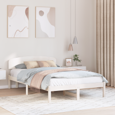 vidaXL Ágykeret fejtámlával Fehér 120x200 cm Tömör fenyő ágy és ágykellék