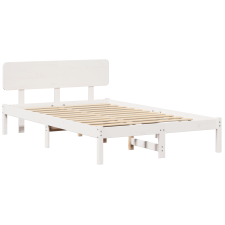 vidaXL Ágykeret Fejtámlával Fehér 135x190 cm Tömör fenyőfa (872114) ágy és ágykellék