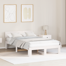 vidaXL Ágykeret Fejtámlával Fehér 140x190 cm Tömör fenyőfa ágy és ágykellék