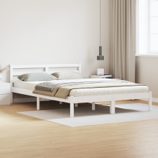 vidaXL Ágykeret Fejtámlával Fehér 140x210 cm Tömör Fenyő ágy és ágykellék