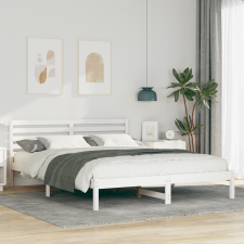 vidaXL Ágykeret fejtámlával Fehér 160 x 220 cm Tömör fenyőfa ágy és ágykellék