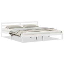 vidaXL Ágykeret Fejtámlával Fehér 200x210 cm Tömör Fenyő (869773) ágy és ágykellék