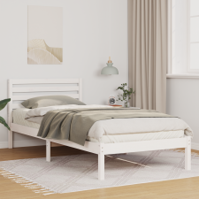 vidaXL Ágykeret fejtámlával Fehér 80 x 210 cm Tömör fenyőfa ágy és ágykellék