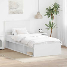 vidaXL Ágykeret fejtámlával Fehér 90 x 190 cm Tömör fenyőfa ágy és ágykellék