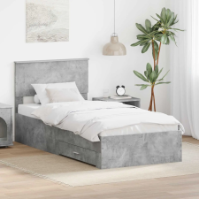 vidaXL Ágykeret fejtámlával fiókkal Beton Szürke 100 x 200 cm Faanyag ágy és ágykellék