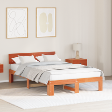 vidaXL ágykeret fejtámlával gyanta barna 120x190 cm tömör fenyőfa ágy és ágykellék