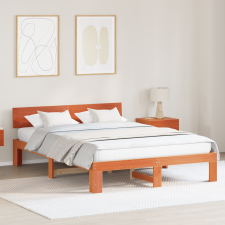 vidaXL Ágykeret Fejtámlával Gyantázott Barna 150x200 cm Tömör Fenyőfa ágy és ágykellék
