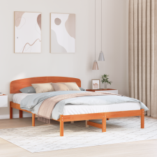 vidaXL ágykeret fejtámlával gyantázott barna 160x200 cm tömör fenyőfa ágy és ágykellék