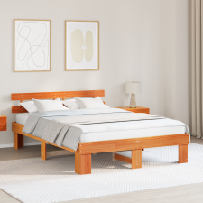 vidaXL Ágykeret Fejtámlával Gyantázott Barna 160x200 cm Tömörfa Fenyő ágy és ágykellék
