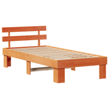 vidaXL Ágykeret Fejtámlával Gyantázott Barna 90x190 cm Tömör Fa Fenyő (872466) ágy és ágykellék