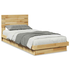 vidaXL ágykeret fejtámlával matrac nélkül 90x200 cm tömör fa tölgyfa (3324139) ágy és ágykellék
