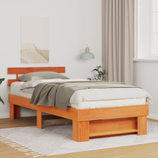 vidaXL Ágykeret fejtámlával Viaszbarna 75 x 190 cm Fenyőfa ágy és ágykellék