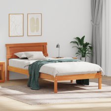 vidaXL Ágykeret Fejvéggel és LED-dal - Wax Barna, 100 x 200 cm, Tömbfenyő. ágy és ágykellék