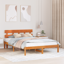 vidaXL Ágykeret Fejvéggel Gyantázott Barna 150x200 cm Tömör Fenyőfa ágy és ágykellék