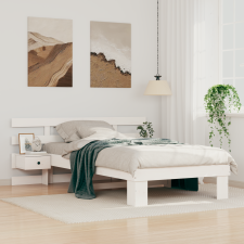 vidaXL Ágykeret fiókkal fejtámlával Fehér 100 x 200 cm Tömör fenyőfa ágy és ágykellék