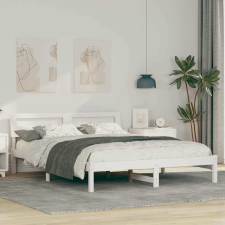 vidaXL Ágykeret LED -es lámpákkal Fehér 150 x 200 cm Tömör fenyőfa ágy és ágykellék