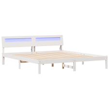 vidaXL Ágykeret LED -es lámpákkal fejtámlával Fehér 200 x 200 cm faszínű (3385743) ágy és ágykellék