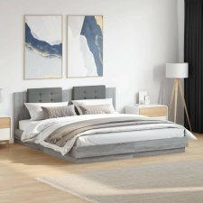 vidaXL Ágykeret LED-es - Sonoma Szürke - 160x200 cm ágy és ágykellék