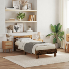 vidaXL Ágykeret LED világítással Régi fa 90x200 cm Mérnöki fa ágy és ágykellék