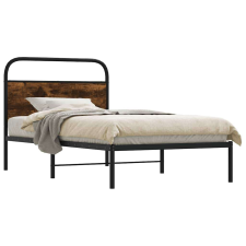 vidaXL ágykeret matrac nélkül 107x203 cm füstölt tölgy fűrészelt fa ágy és ágykellék