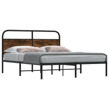 vidaXL ágykeret matrac nélkül 140x190 cm füstölt tölgy fűrészelt fa ágy és ágykellék