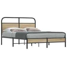 vidaXL ágykeret matrac nélkül 140x190 cm füstölt tölgy fűrészelt fa ágy és ágykellék