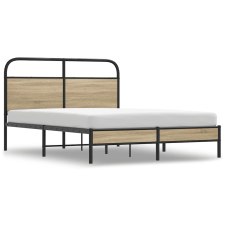 vidaXL ágykeret matrac nélkül 140x190 cm füstölt tölgy fűrészelt fa (4100356) ágy és ágykellék