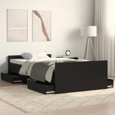 vidaXL Ágykeret Matrac Nélkül Fekete Tölgy 90x200 cm Mérnöki Fa ágy és ágykellék